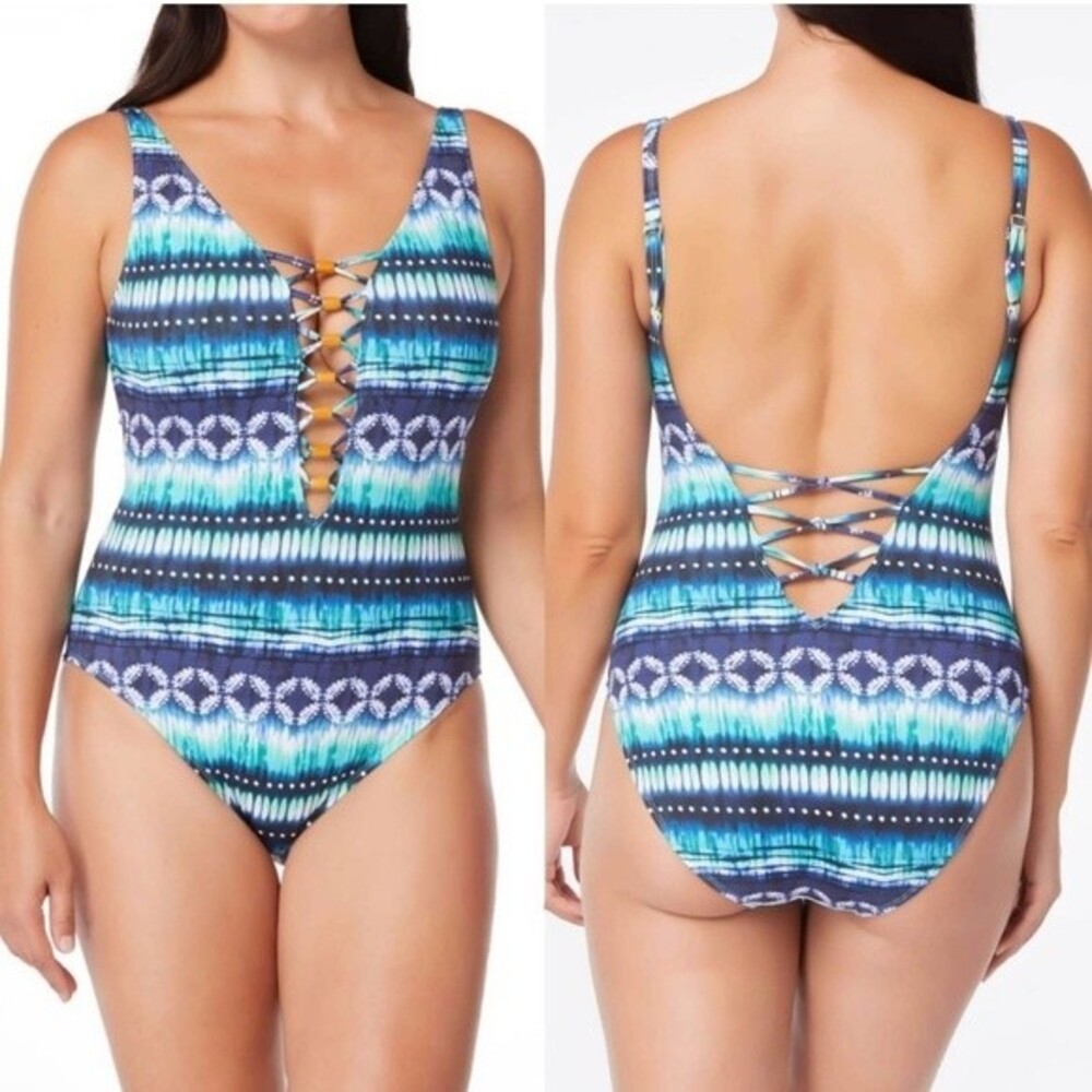 NWT Bleu Rod Beattie | One Piece Lattice Front‎ Swimsuit 8